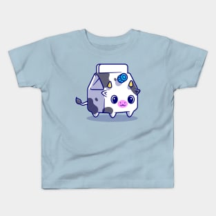 Cute Cow Milk Box Cartoon Kids T-Shirt